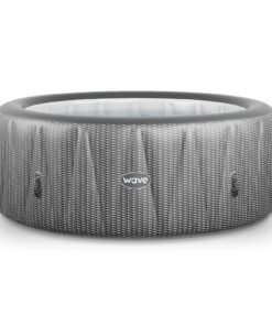 Wave Atlantic 6-Person Inflatable Hot Tub | Integrated Eco Heater | 130 Aquajet Massage System | Anti-Freeze Protection | Quick 15-Minute Setup | Gray Rattan