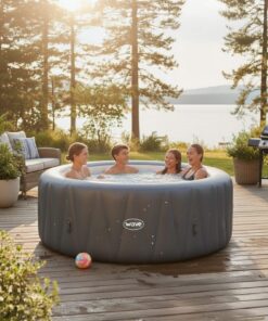 Wave Atlantic 4-Person Round inflatable Hot Tub with integrated Heater and Aquajet Massage System
